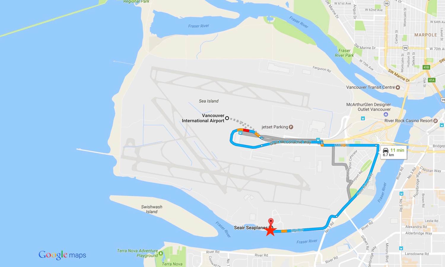 Directions from YVR to Seair
